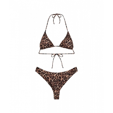 Bikini con stampa animalier marrone