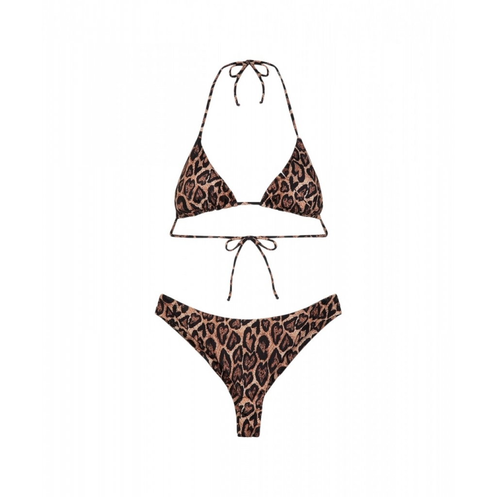 Bikini con stampa animalier marrone