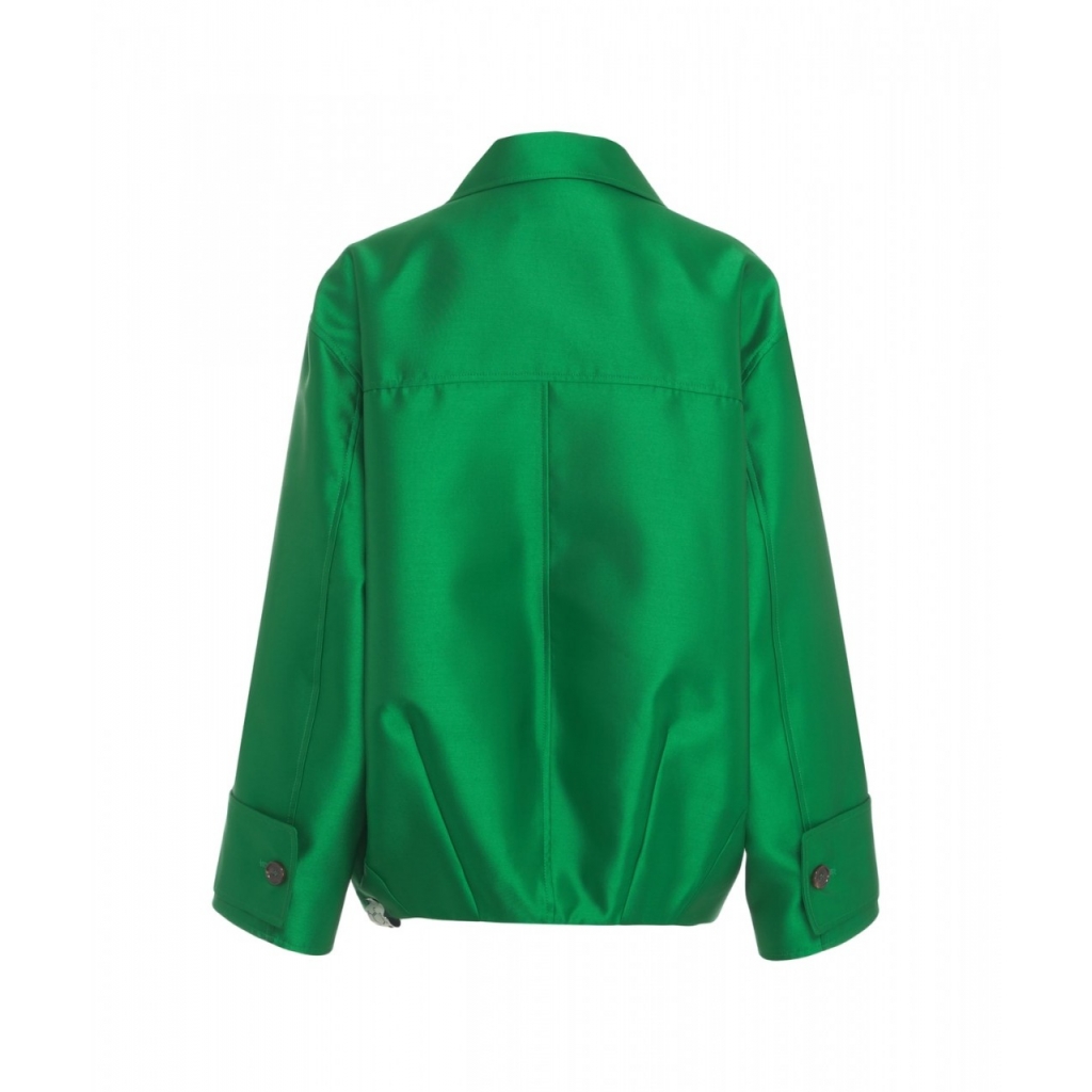 Bomber in satin verde