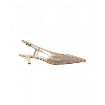 Slingbacks con strass oro