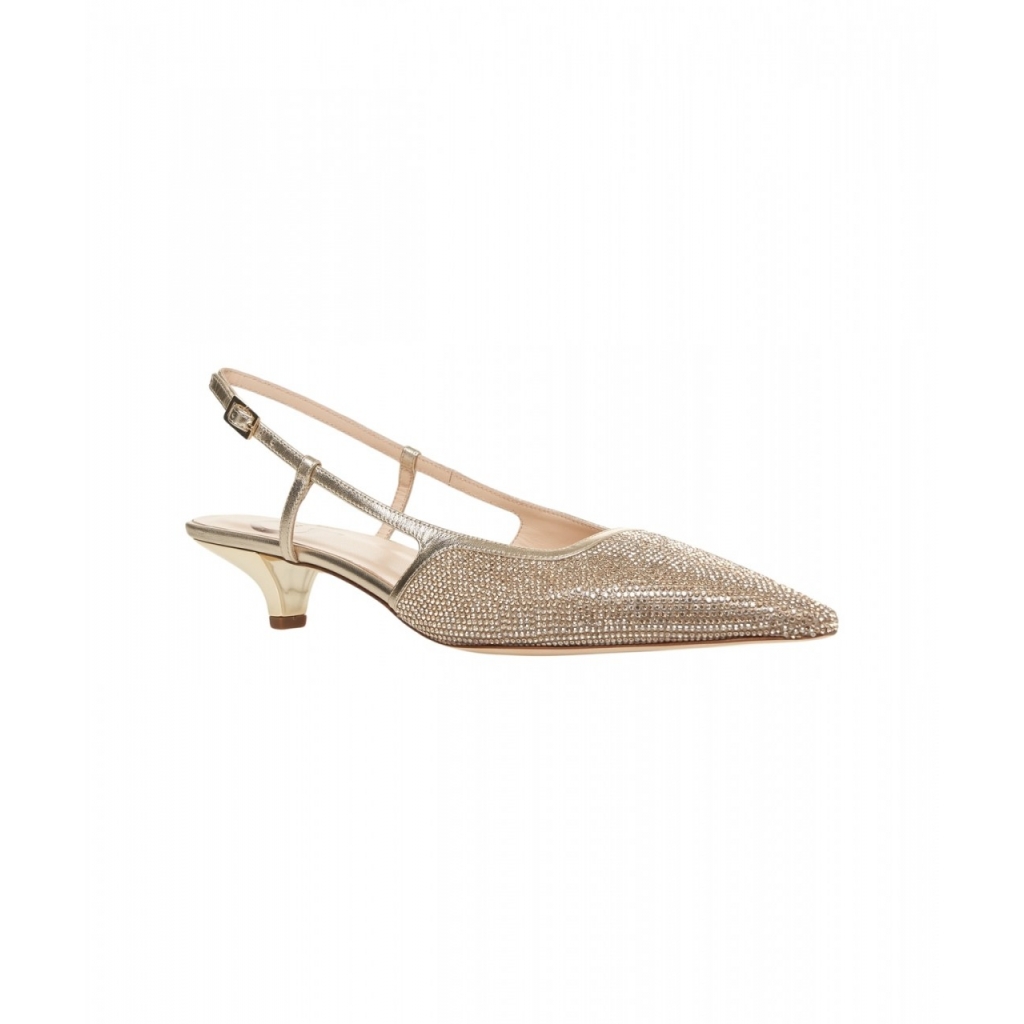 Slingbacks con strass oro