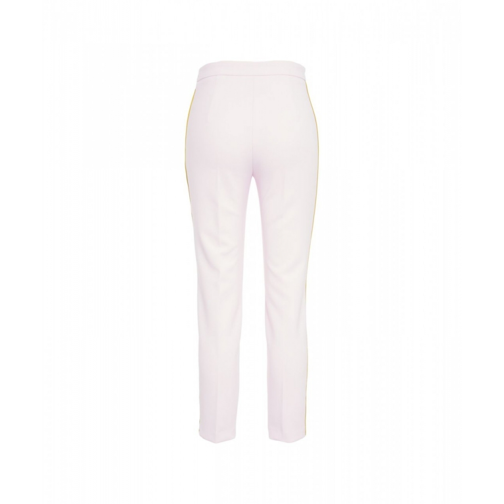 Pantaloni in crpe con logo charm rosa