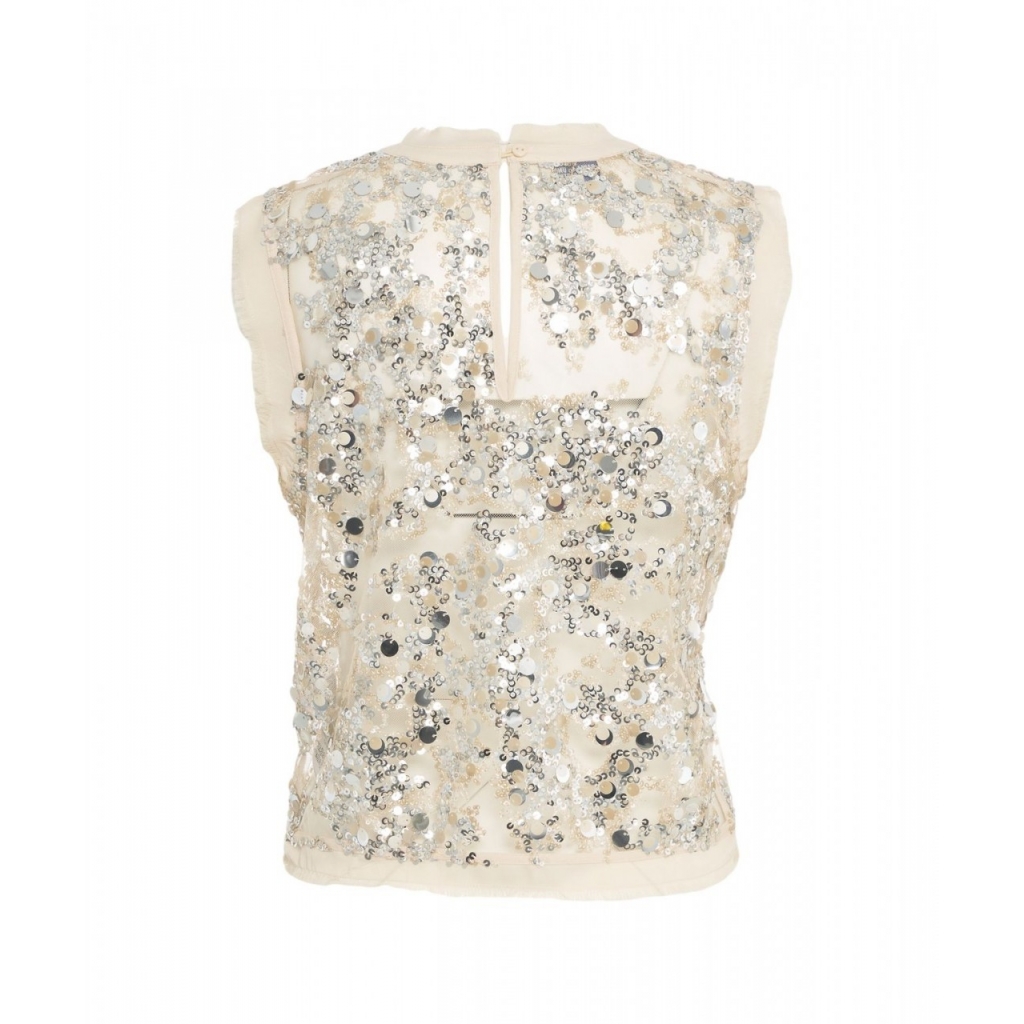 Top con paillettes Manira beige