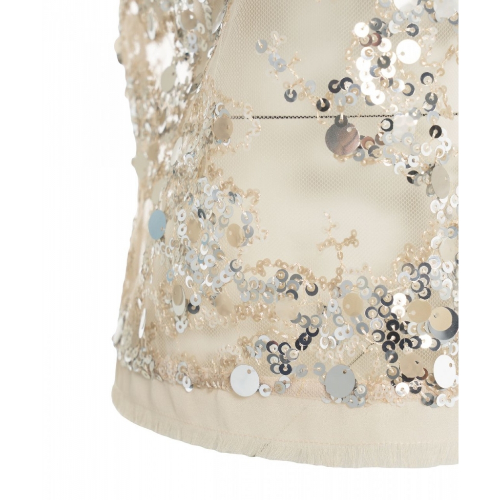 Top con paillettes Manira beige