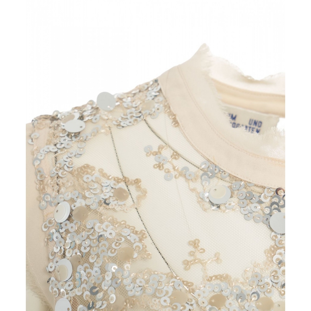 Top con paillettes Manira beige