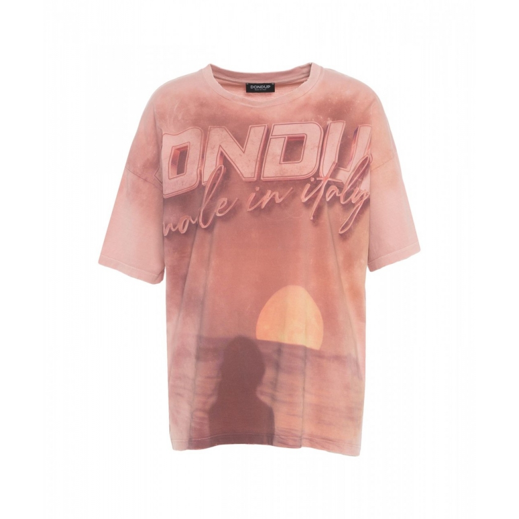 T-shirt con stampa rosa