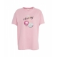 T-shirt con stampa e strass pink