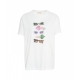 T-shirt con stampa e strass bianco