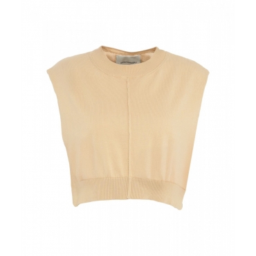 Top in maglia asimmetrico beige