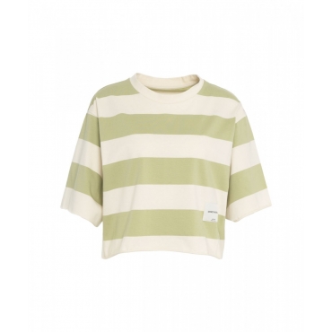 T-shirt cropped a righe verde