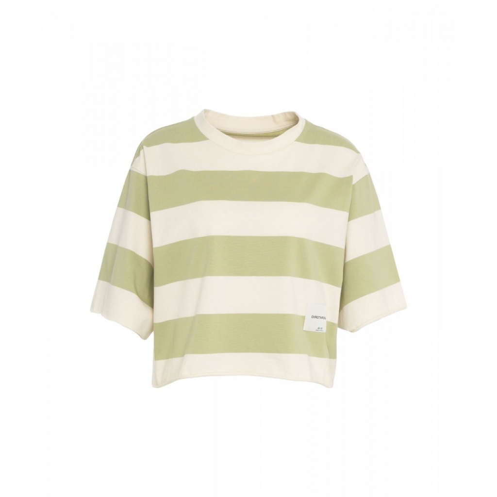 T-shirt cropped a righe verde