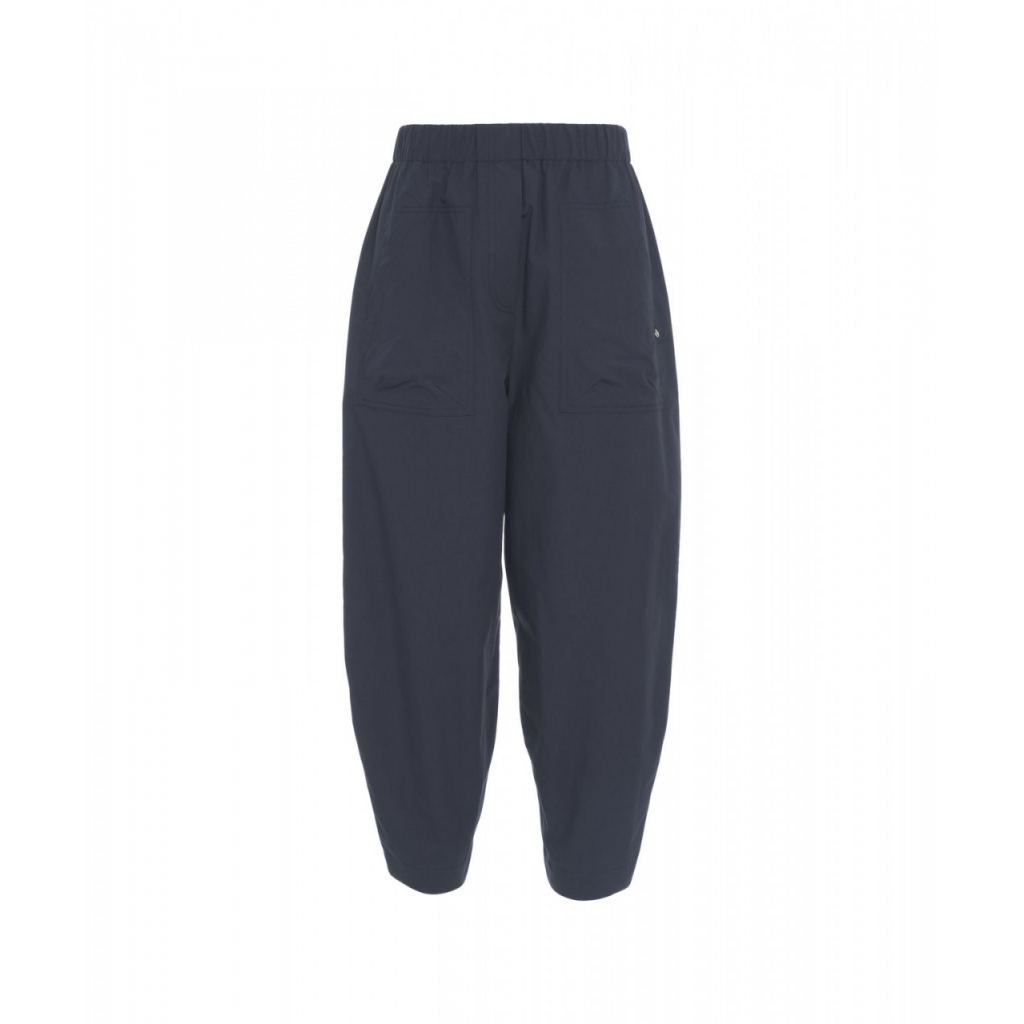 Pantaloni carrot fit in popeline blu scuro