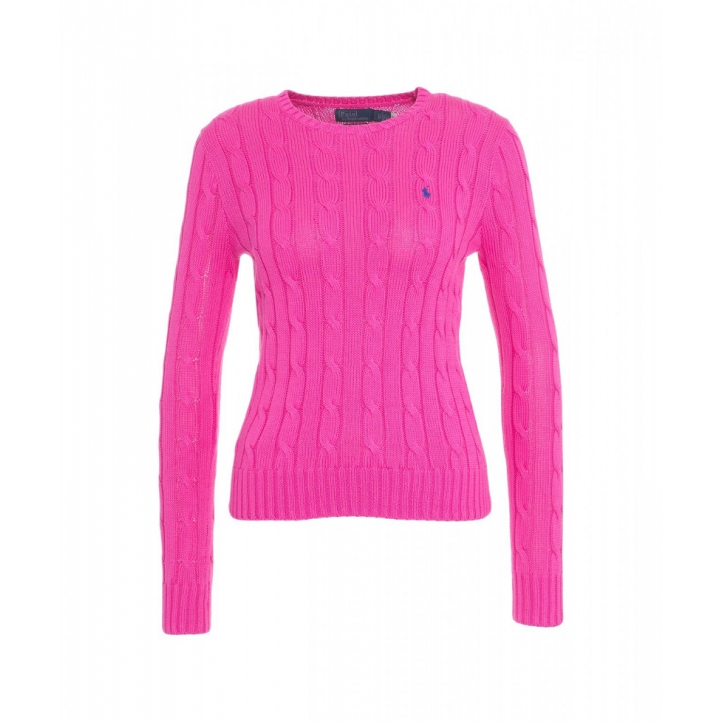 Maglione in maglia intrecciata con logo ricamato rosa