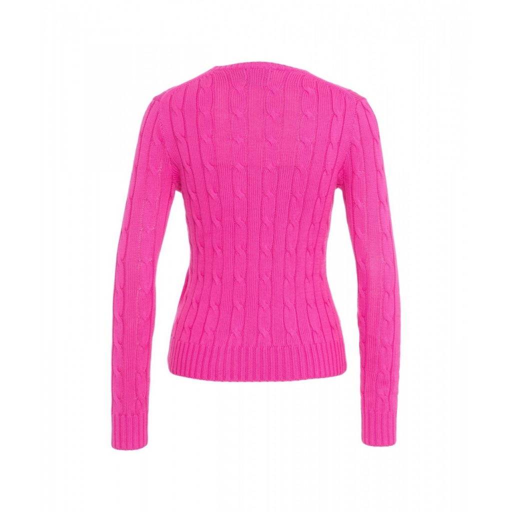 Maglione in maglia intrecciata con logo ricamato rosa