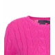 Maglione in maglia intrecciata con logo ricamato rosa