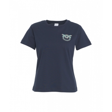 T-shirt con applicazioni blu scuro