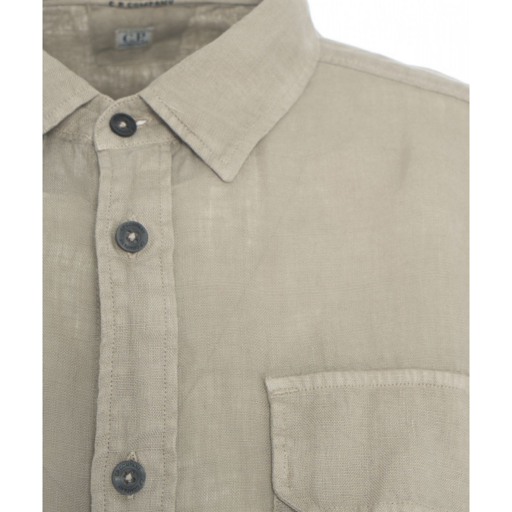 Camicia in lino con logo grigio