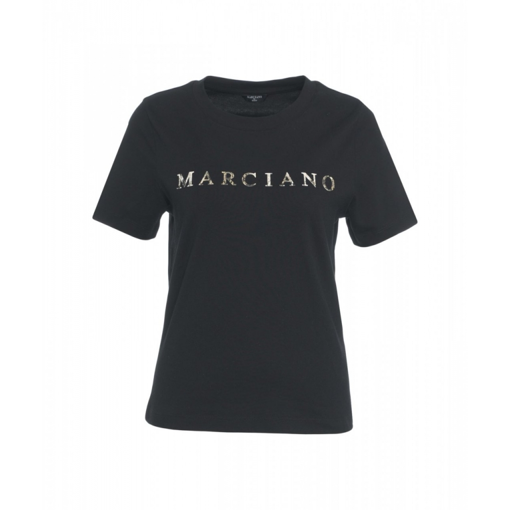 T-shirt con scritta logo nero