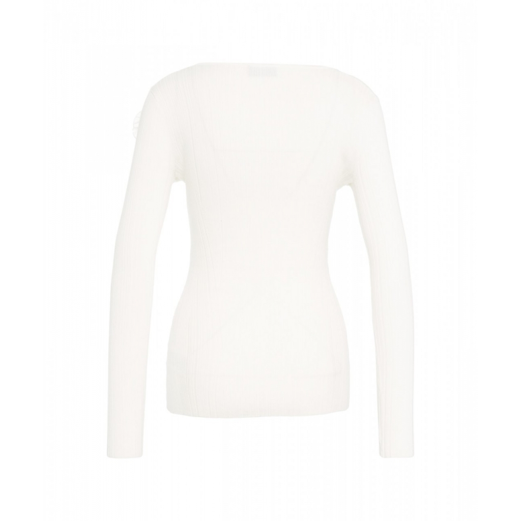 Top in maglia con dettaglio floreale bianco