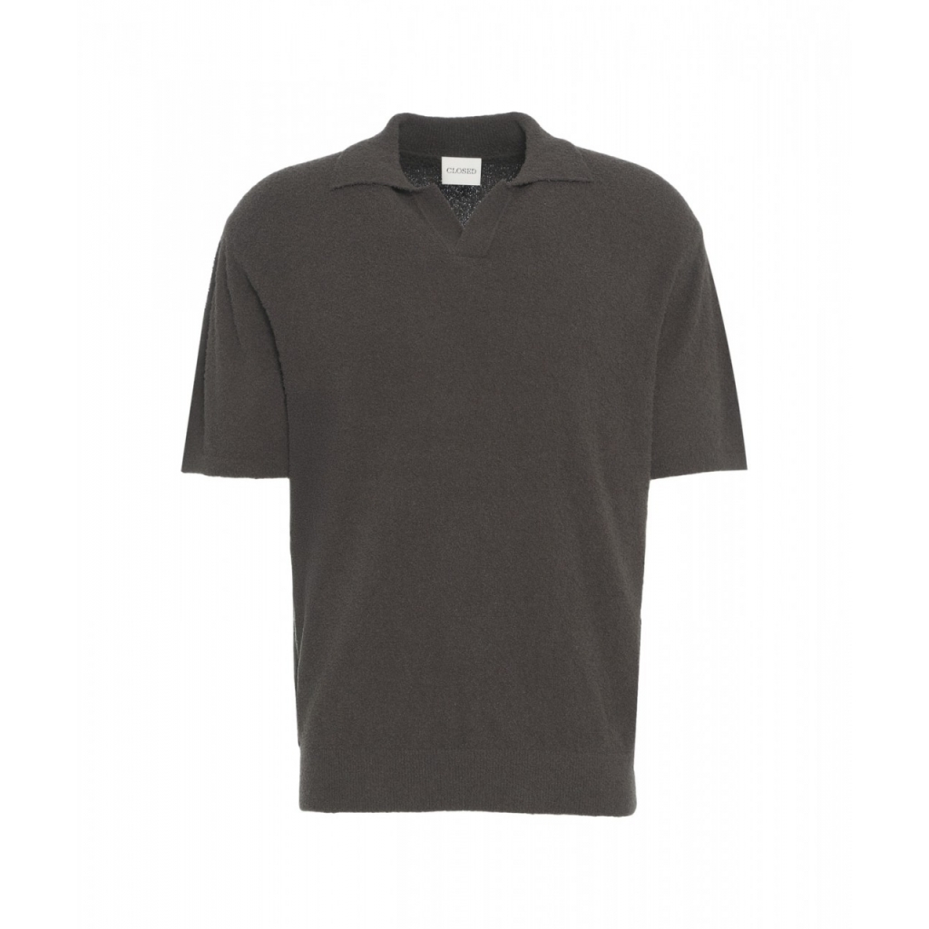 Polo in maglia boucl grigio scuro