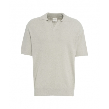 Polo in maglia boucl grigio chiaro