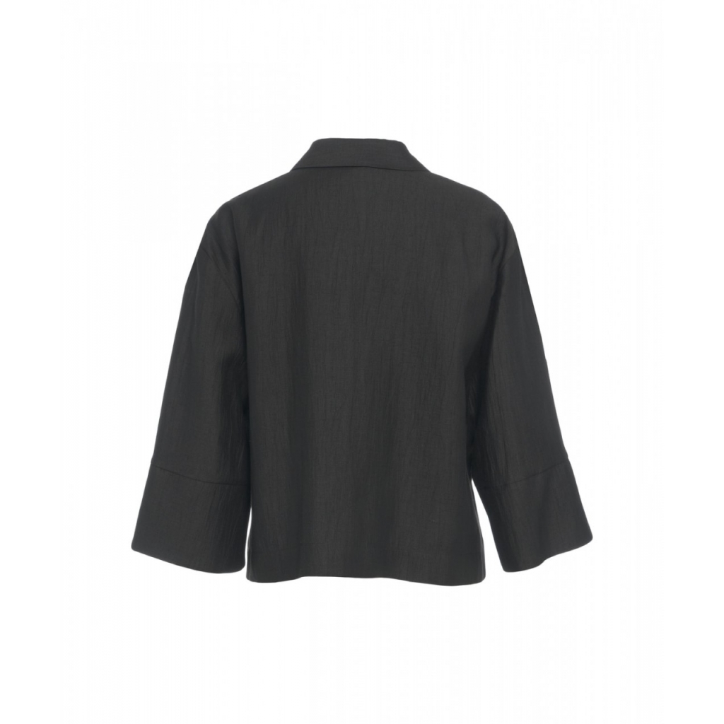 Blusa con colletto a polo nero