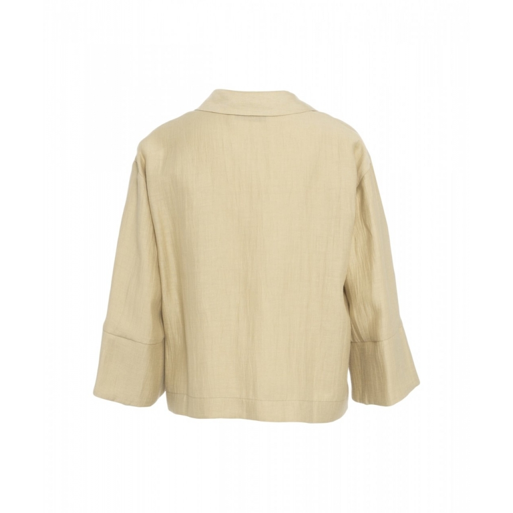 Blusa con colletto a polo beige