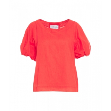 Blusa in cotone corallo