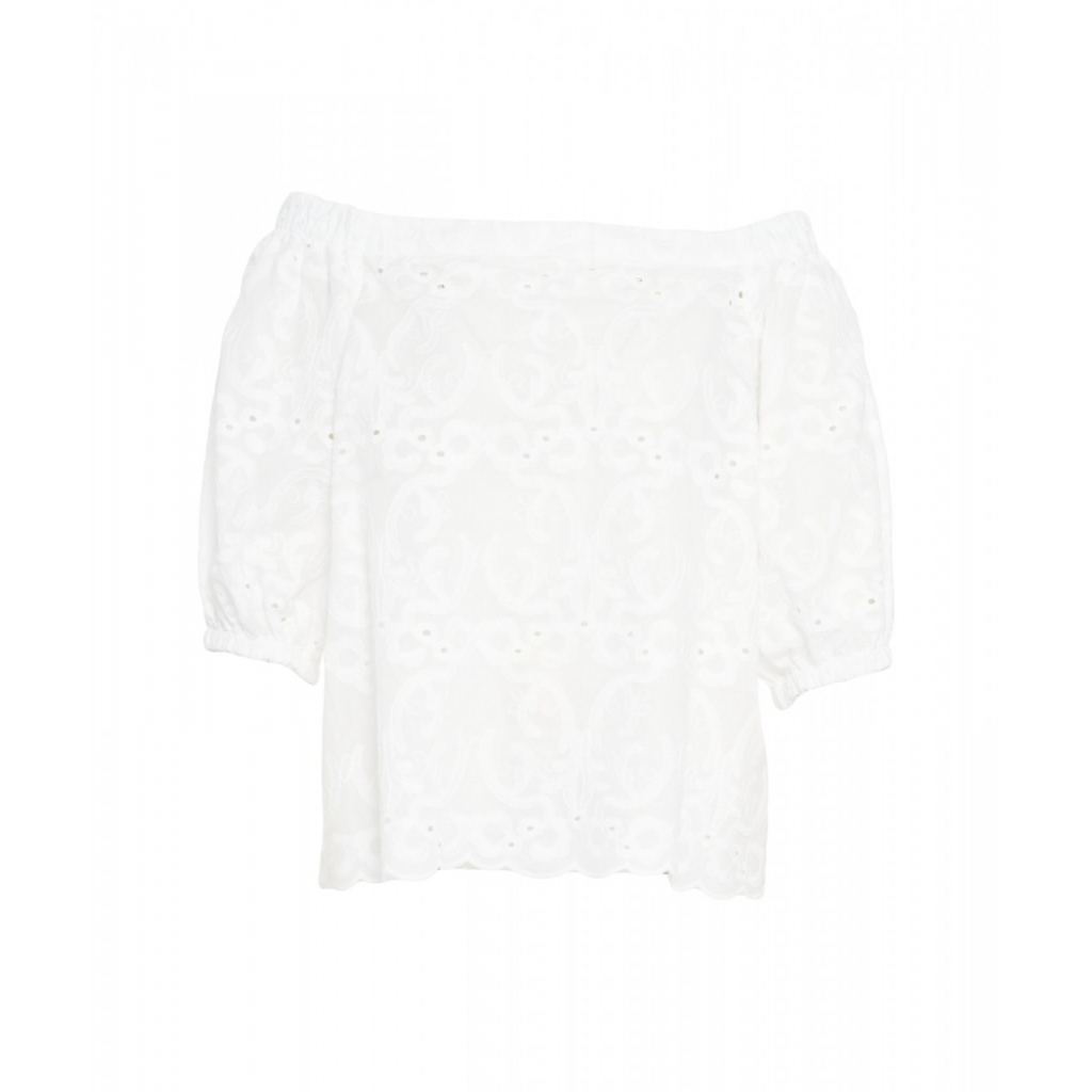 Blusa con ricami bianco