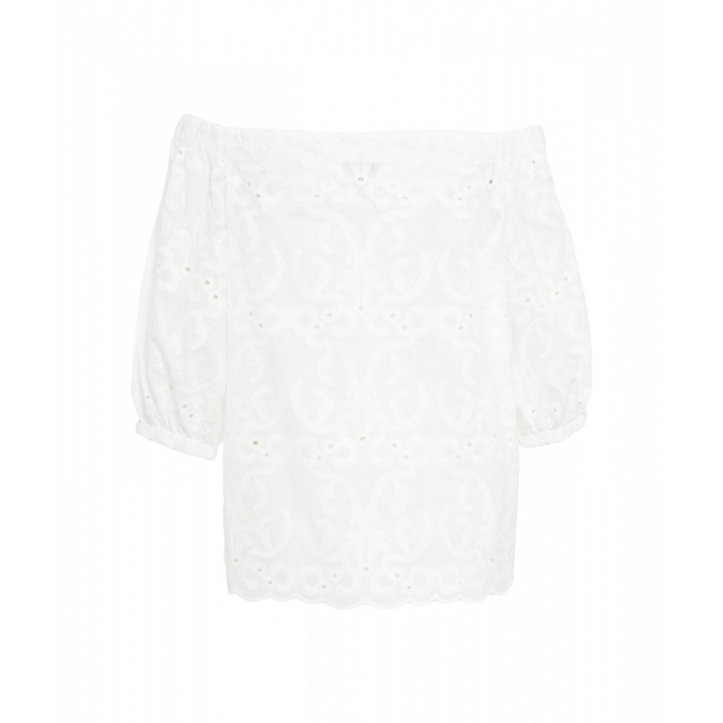 Blusa con ricami bianco