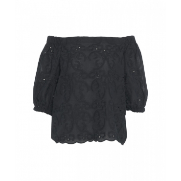 Blusa con ricami nero