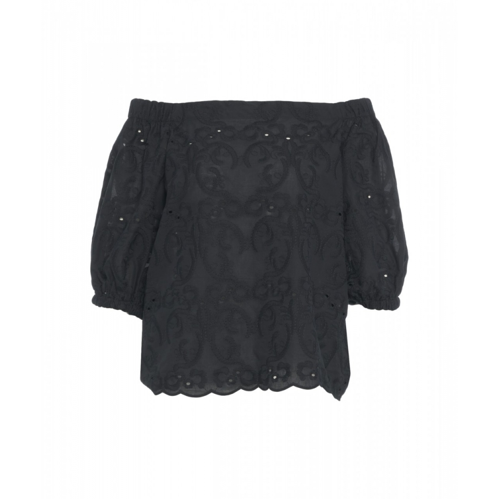 Blusa con ricami nero