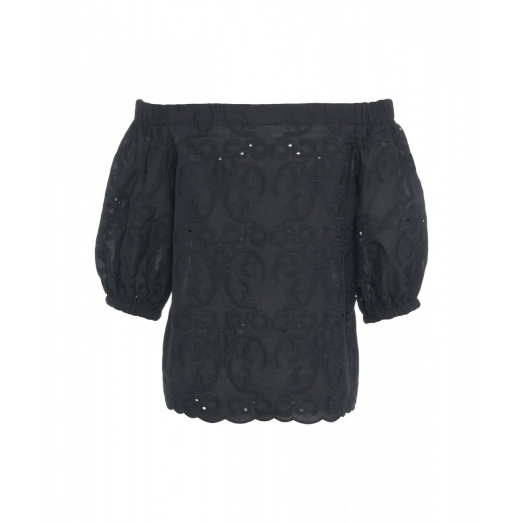 Blusa con ricami nero