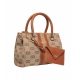 Borsa a mano in jacquard con logo marrone