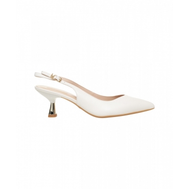 Slingback in nappa bianco