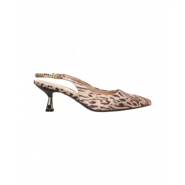 Slingback animalier marrone