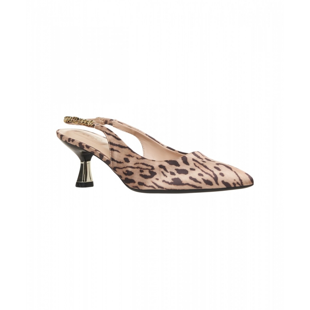 Slingback animalier marrone