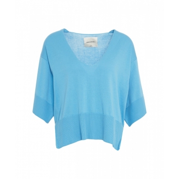 Top in maglia azzurro