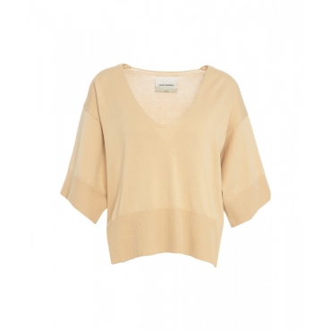 Top in maglia beige