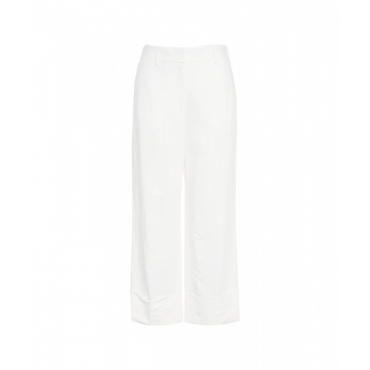 Pantaloni di lino con risvolto bianco