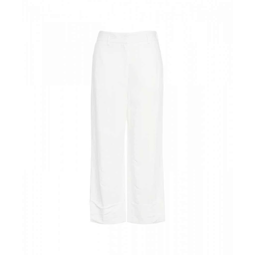 Pantaloni di lino con risvolto bianco