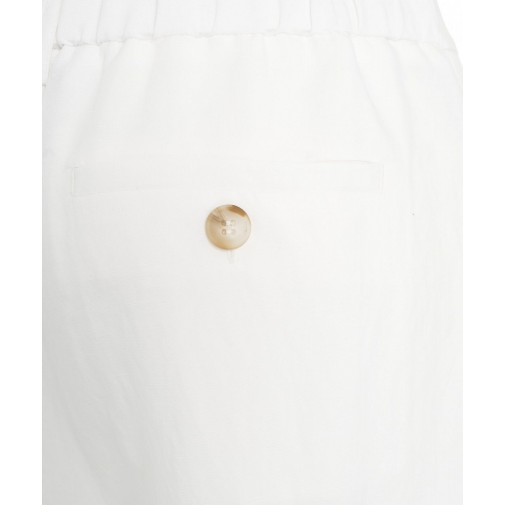 Pantaloni di lino con risvolto bianco