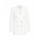 Blazer doppiopetto in misto lino bianco