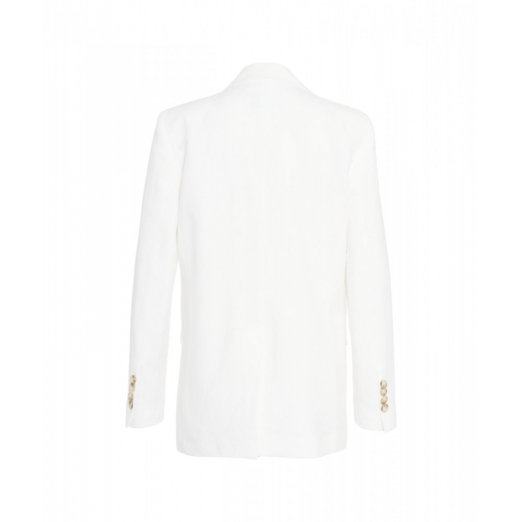 Blazer doppiopetto in misto lino bianco