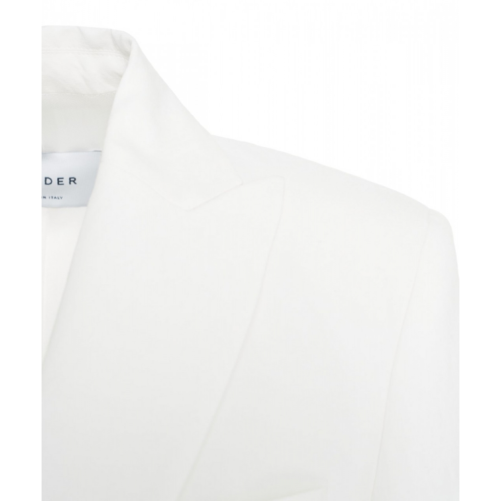 Blazer doppiopetto in misto lino bianco