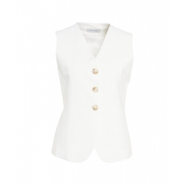 Gilet in misto lino bianco