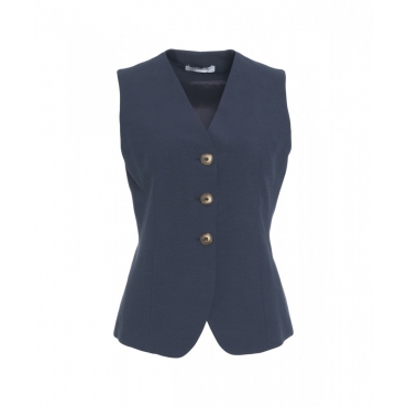 Gilet in misto lino blu