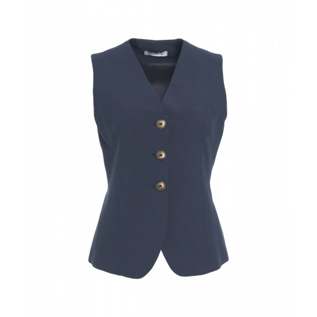 Gilet in misto lino blu