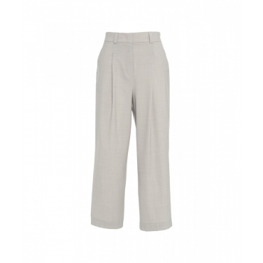 Pantaloni a pieghe in misto lana grigio chiaro