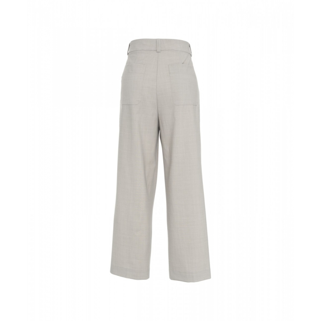 Pantaloni a pieghe in misto lana grigio chiaro